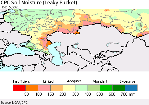 Russian Federation CPC Soil Moisture (Leaky Bucket) Thematic Map For 12/1/2021 - 12/5/2021
