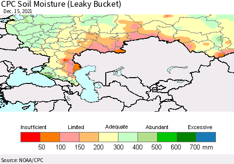 Russian Federation CPC Soil Moisture (Leaky Bucket) Thematic Map For 12/11/2021 - 12/15/2021