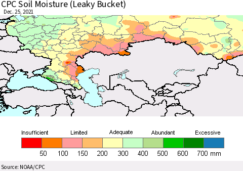 Russian Federation CPC Soil Moisture (Leaky Bucket) Thematic Map For 12/21/2021 - 12/25/2021