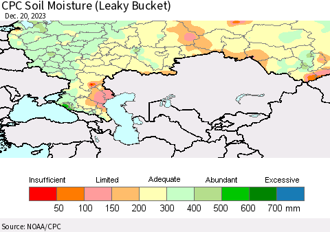 Russian Federation CPC Soil Moisture (Leaky Bucket) Thematic Map For 12/16/2023 - 12/20/2023