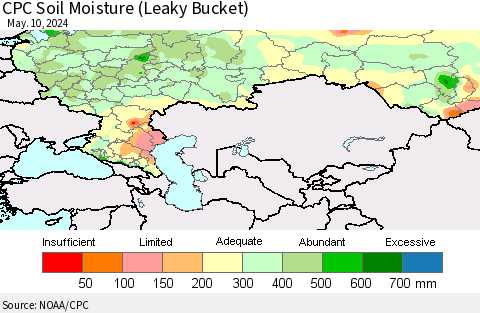 Russian Federation CPC Soil Moisture (Leaky Bucket) Thematic Map For 5/6/2024 - 5/10/2024