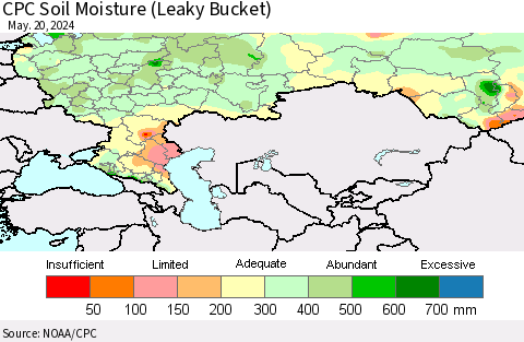 Russian Federation CPC Soil Moisture (Leaky Bucket) Thematic Map For 5/16/2024 - 5/20/2024
