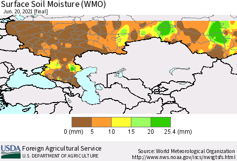 Russian Federation Surface Soil Moisture (WMO) Thematic Map For 6/14/2021 - 6/20/2021
