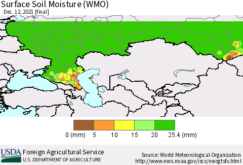 Russian Federation Surface Soil Moisture (WMO) Thematic Map For 12/6/2021 - 12/12/2021