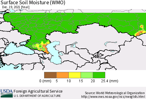 Russian Federation Surface Soil Moisture (WMO) Thematic Map For 12/13/2021 - 12/19/2021