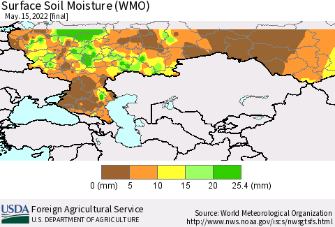 Russian Federation Surface Soil Moisture (WMO) Thematic Map For 5/9/2022 - 5/15/2022