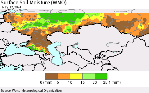 Russian Federation Surface Soil Moisture (WMO) Thematic Map For 5/6/2024 - 5/12/2024