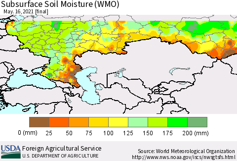 Russian Federation Subsurface Soil Moisture (WMO) Thematic Map For 5/10/2021 - 5/16/2021