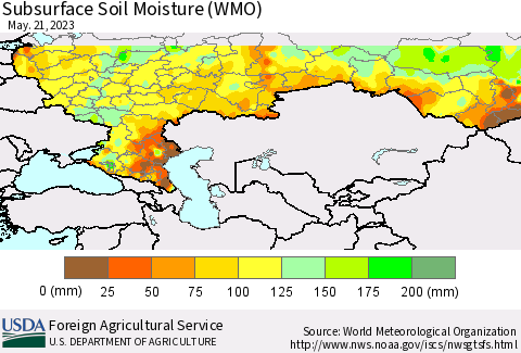 Russian Federation Subsurface Soil Moisture (WMO) Thematic Map For 5/15/2023 - 5/21/2023