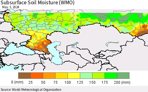 Russian Federation Subsurface Soil Moisture (WMO) Thematic Map For 4/29/2024 - 5/5/2024