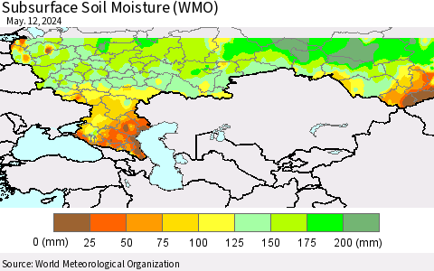 Russian Federation Subsurface Soil Moisture (WMO) Thematic Map For 5/6/2024 - 5/12/2024