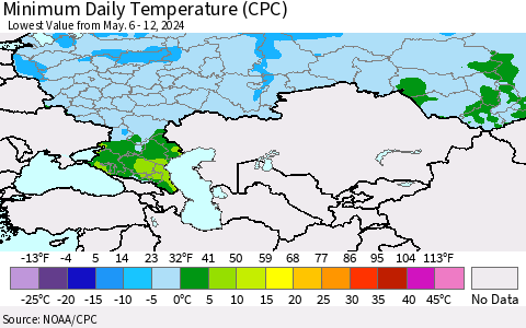 Russian Federation Minimum Daily Temperature (CPC) Thematic Map For 5/6/2024 - 5/12/2024