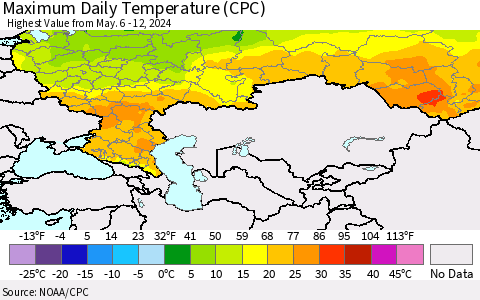 Russian Federation Maximum Daily Temperature (CPC) Thematic Map For 5/6/2024 - 5/12/2024