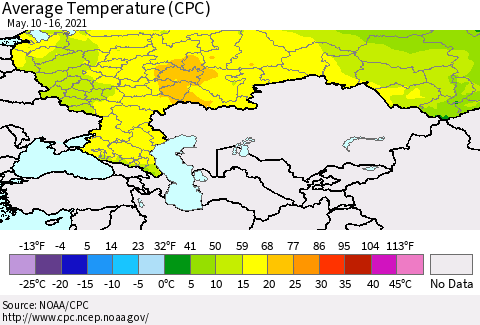 Russian Federation Average Temperature (CPC) Thematic Map For 5/10/2021 - 5/16/2021