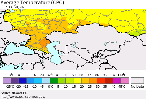 Russian Federation Average Temperature (CPC) Thematic Map For 6/14/2021 - 6/20/2021