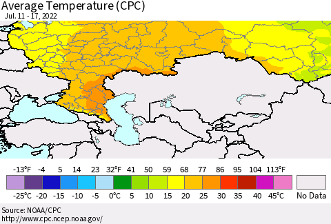 Russian Federation Average Temperature (CPC) Thematic Map For 7/11/2022 - 7/17/2022