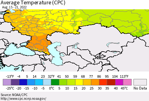 Russian Federation Average Temperature (CPC) Thematic Map For 8/15/2022 - 8/21/2022
