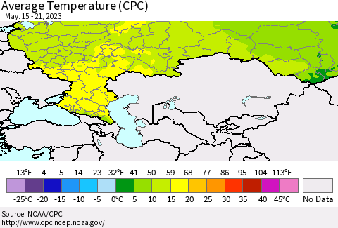Russian Federation Average Temperature (CPC) Thematic Map For 5/15/2023 - 5/21/2023