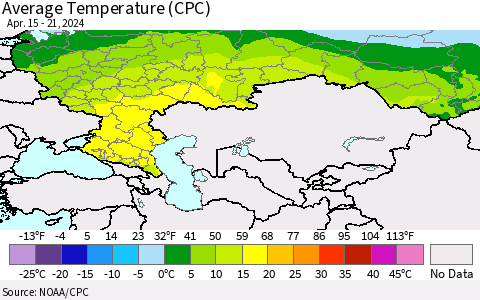 Russian Federation Average Temperature (CPC) Thematic Map For 4/15/2024 - 4/21/2024