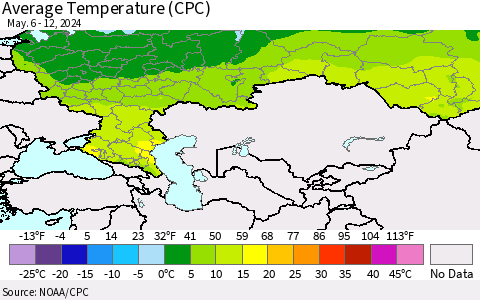 Russian Federation Average Temperature (CPC) Thematic Map For 5/6/2024 - 5/12/2024