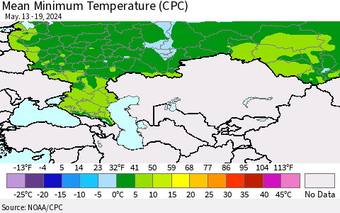 Russian Federation Mean Minimum Temperature (CPC) Thematic Map For 5/13/2024 - 5/19/2024