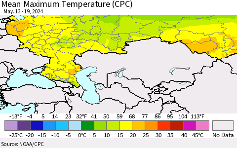 Russian Federation Mean Maximum Temperature (CPC) Thematic Map For 5/13/2024 - 5/19/2024