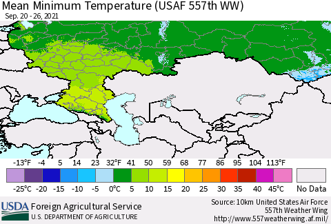 Russian Federation Mean Minimum Temperature (USAF 557th WW) Thematic Map For 9/20/2021 - 9/26/2021
