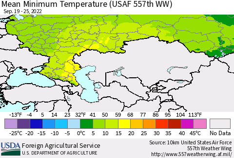 Russian Federation Mean Minimum Temperature (USAF 557th WW) Thematic Map For 9/19/2022 - 9/25/2022