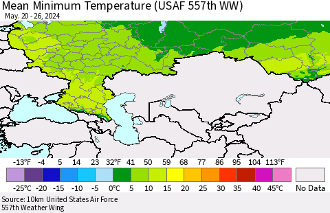 Russian Federation Mean Minimum Temperature (USAF 557th WW) Thematic Map For 5/20/2024 - 5/26/2024
