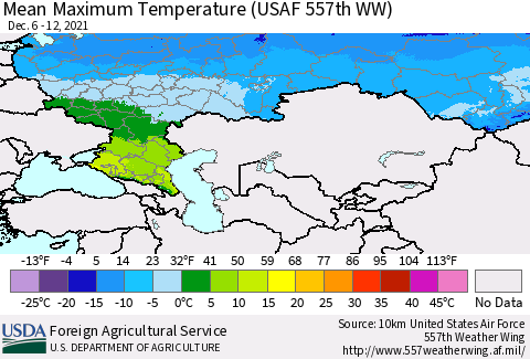 Russian Federation Mean Maximum Temperature (USAF 557th WW) Thematic Map For 12/6/2021 - 12/12/2021
