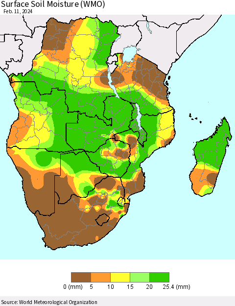 Southern Africa Surface Soil Moisture (WMO) Thematic Map For 2/5/2024 - 2/11/2024