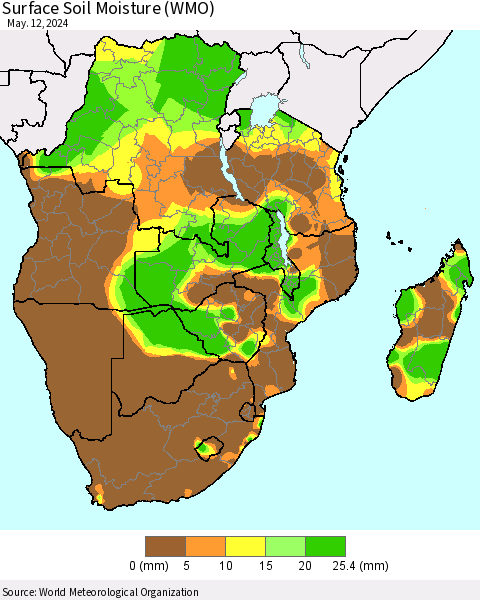 Southern Africa Surface Soil Moisture (WMO) Thematic Map For 5/6/2024 - 5/12/2024
