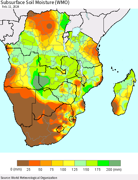 Southern Africa Subsurface Soil Moisture (WMO) Thematic Map For 2/5/2024 - 2/11/2024