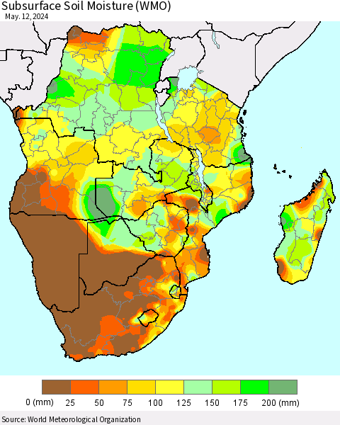 Southern Africa Subsurface Soil Moisture (WMO) Thematic Map For 5/6/2024 - 5/12/2024
