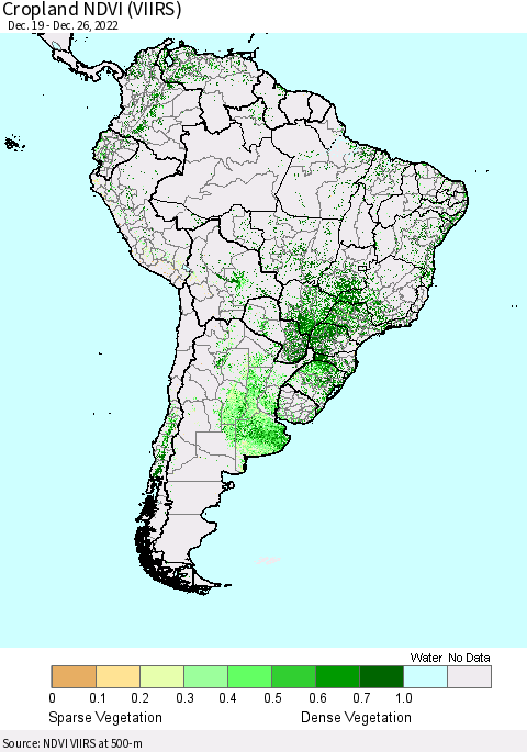South America Cropland NDVI (VIIRS) Thematic Map For 12/19/2022 - 12/26/2022