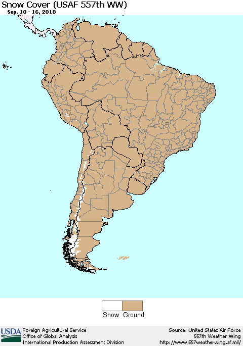 South America Snow Cover (USAF 557th WW) Thematic Map For 9/10/2018 - 9/16/2018