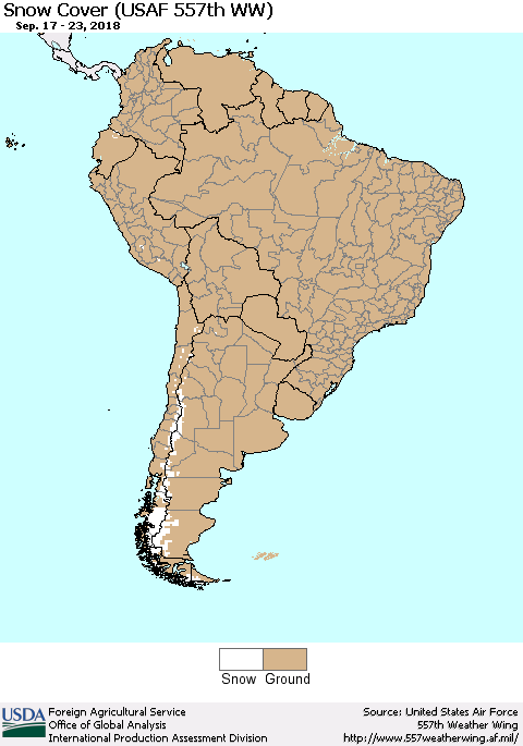 South America Snow Cover (USAF 557th WW) Thematic Map For 9/17/2018 - 9/23/2018