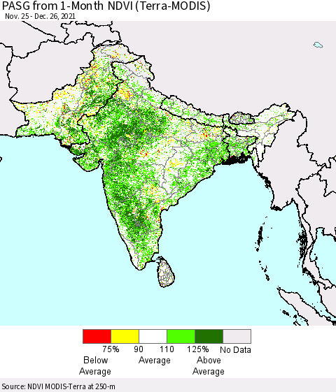 Southern Asia PASG from 1-Month NDVI (Terra-MODIS) Thematic Map For 12/19/2021 - 12/26/2021