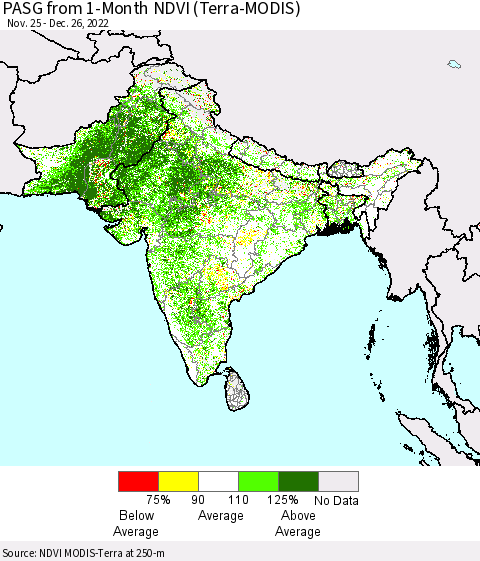 Southern Asia PASG from 1-Month NDVI (Terra-MODIS) Thematic Map For 12/19/2022 - 12/26/2022