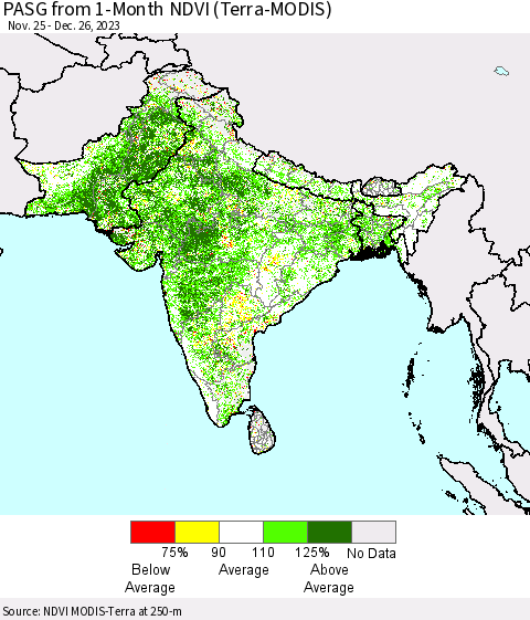 Southern Asia PASG from 1-Month NDVI (Terra-MODIS) Thematic Map For 12/19/2023 - 12/26/2023
