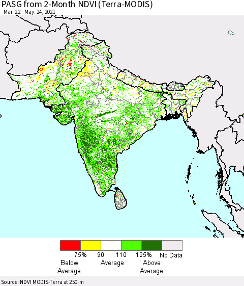 Southern Asia PASG from 2-Month NDVI (Terra-MODIS) Thematic Map For 5/17/2021 - 5/24/2021