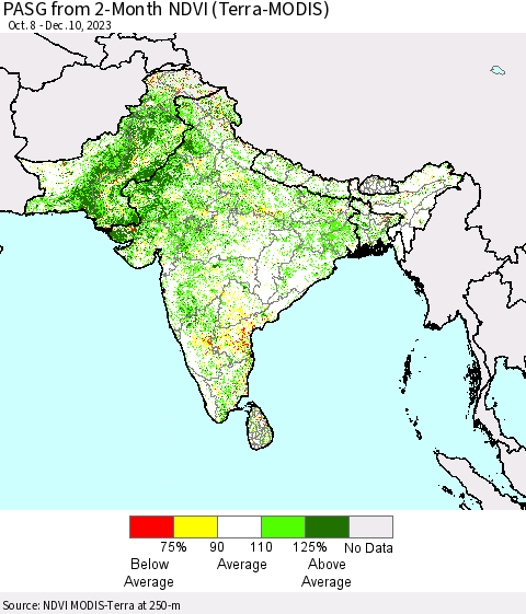 Southern Asia PASG from 2-Month NDVI (Terra-MODIS) Thematic Map For 12/3/2023 - 12/10/2023