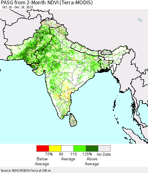 Southern Asia PASG from 2-Month NDVI (Terra-MODIS) Thematic Map For 12/11/2023 - 12/18/2023
