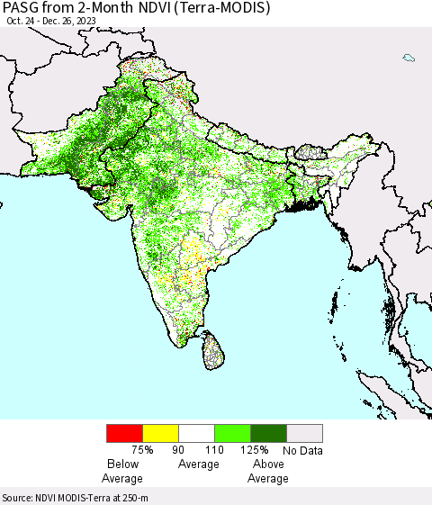 Southern Asia PASG from 2-Month NDVI (Terra-MODIS) Thematic Map For 12/19/2023 - 12/26/2023