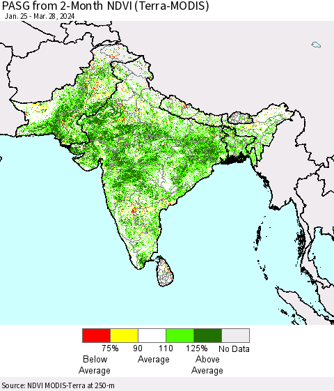 Southern Asia PASG from 2-Month NDVI (Terra-MODIS) Thematic Map For 3/21/2024 - 3/28/2024