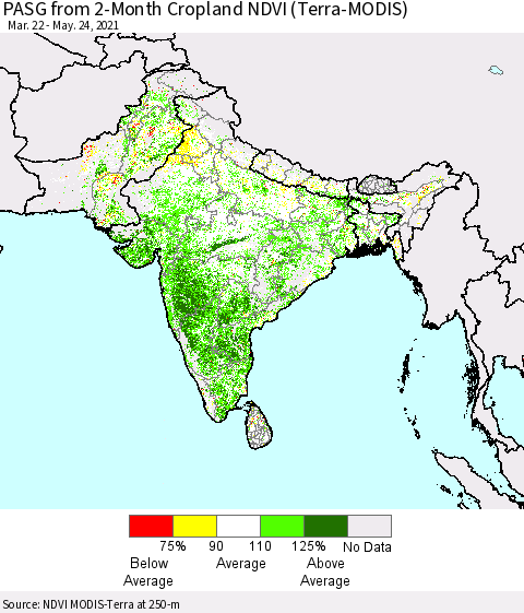 Southern Asia PASG from 2-Month Cropland NDVI (Terra-MODIS) Thematic Map For 5/17/2021 - 5/24/2021