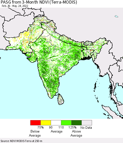 Southern Asia PASG from 3-Month NDVI (Terra-MODIS) Thematic Map For 5/17/2022 - 5/24/2022