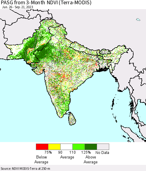 Southern Asia PASG from 3-Month NDVI (Terra-MODIS) Thematic Map For 9/14/2023 - 9/21/2023