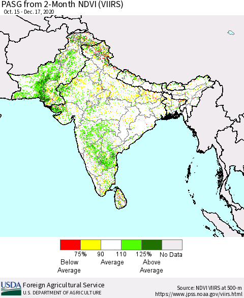 Southern Asia PASG from 2-Month NDVI (VIIRS) Thematic Map For 12/11/2020 - 12/20/2020