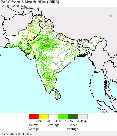 Southern Asia PASG from 2-Month NDVI (VIIRS) Thematic Map For 12/11/2021 - 12/18/2021